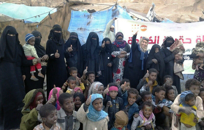Women and children displaced from Taizz City receive services from UNFPA. © UNFPA Yemen